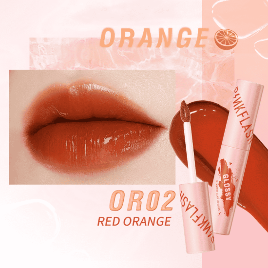 Pink Flash Watery Glam Lip Gloss L09 - Or02 Red Orange
