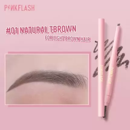Pink Flash Waterproof Auto Eyebrow Pencil - 01 Natural Brown