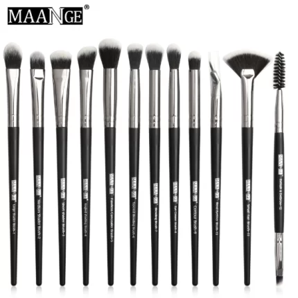 Maange 12 pcs Eye Brush Sets - Black Color