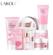 LAIKOU SAKURA CLEANSER / SLEEPING MASK/Mud Mask / Sakura Serum/ EYE CREAM/Essence CREAM /Lip Mask/ Sakura Sunscreen SPF 50PA++(Combo)