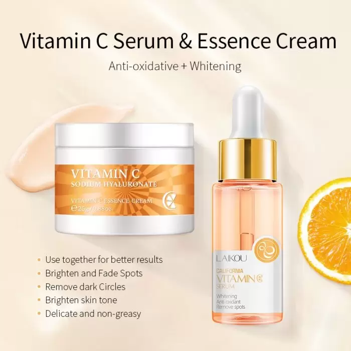 Laikou Vitamin C Serum 17Ml , Cream 25Gm And Sunscreen 30Gm 89C0974423Ba7207E48D0C0019Cf6642