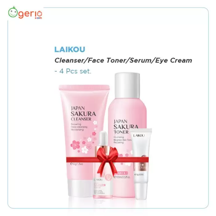 LAIKOU Sakura (Cleanser/Face Toner/Serum/Eye Cream) Set 4 Pcs