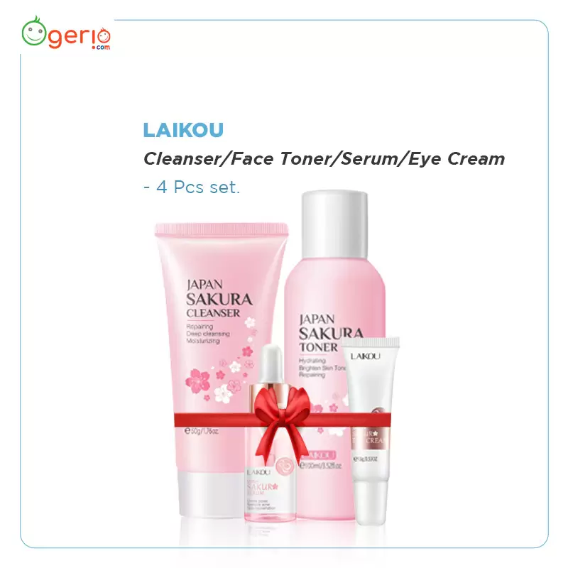 LAIKOU Sakura (Cleanser/Face Toner/Serum/Eye Cream) Set 4 Pcs