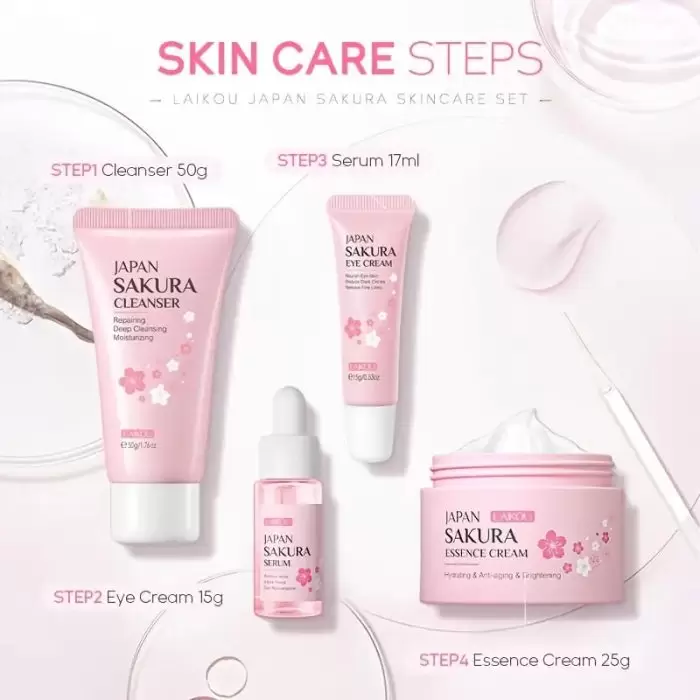 Laikou Japan Sakura Skin Care Set 4 Pcs ( Sweet Kiss ).
