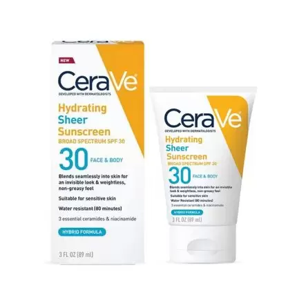 Cerave Hydrating Sheer Sunscreen or Face & Body Spf30 - 89ml