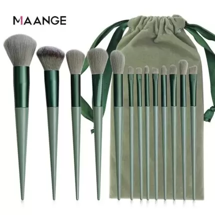 Maange 13 Pcs Makeup Brush Kit - Green