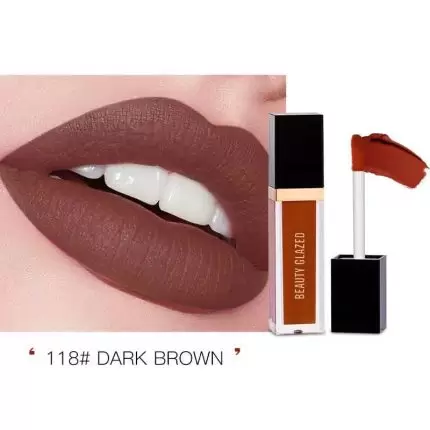 beauty glazed matte liquid lipstick Dark Brown 118