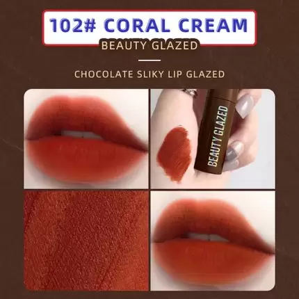 Beauty Glazed Chocolate Matte Liquid Lipstick Coral Cream 102