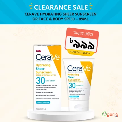 Cerave Hydrating Sheer Sunscreen Or Face &Amp; Body Spf30 - 89Ml