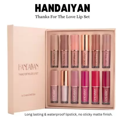 Handaiyan 12 Colors Liquid Thanks For The Love Lip Set